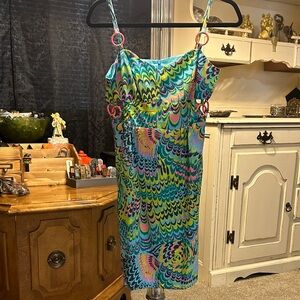 Nanette Lepore Blue and Green Backless Dress size 2 new no tags